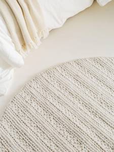 Tapis en laine rond Dina Blanc crème - 100 x 100 cm