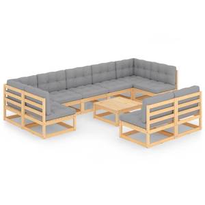 Garten-Lounge-Set (10-teilig) 3009756-2 Grau - Holz