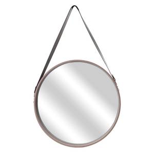 Miroir rond avec anse en PU Barber 50 cm Verre - 50 x 66 x 4 cm