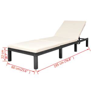 Chaise longue Noir - Matière plastique - Polyrotin - 60 x 22 x 195 cm