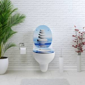 Premuim Abattant WC - Empilés Bleu - Gris - Bois manufacturé - 38 x 5 x 44 cm