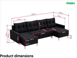 Ecksofa Scando U-Form Schwarz