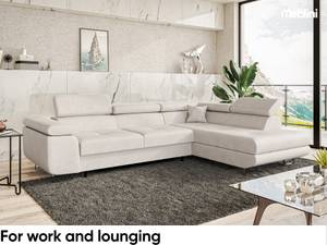 Ecksofa Carl L-Form Rechts Beige - Ecke davorstehend rechts - Longchair davorstehend rechts - Ottomane davorstehend rechts - Schlaffunktion davorstehend links