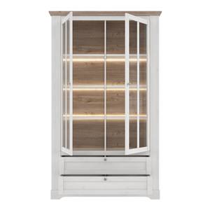 Vitrine 2 portes 2 tiroirs LED - ANGELE Beige - Bois manufacturé - 125 x 210 x 45 cm