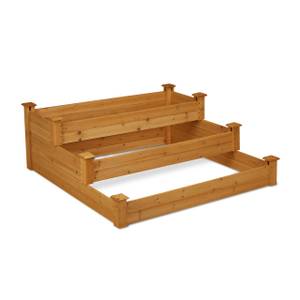 Carré potager en bois sur 3 niveaux Marron - Bois manufacturé - 122 x 46 x 122 cm