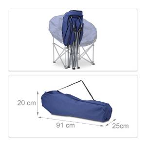 2 x Campingstuhl Moonchair für 120 kg Schwarz - Blau - Silber - Metall - Textil - 82 x 77 x 70 cm