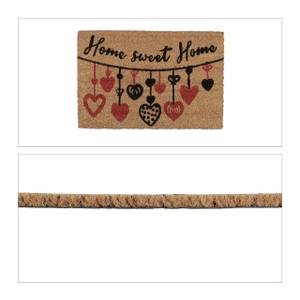 Kokos Fußmatte Home Sweet Home Schwarz - Braun - Rot - Naturfaser - Kunststoff - 60 x 2 x 40 cm