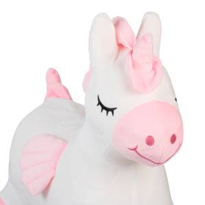 Animal sauteur en forme de licorne Rose foncé - Blanc - Matière plastique - Textile - 27 x 48 x 52 cm