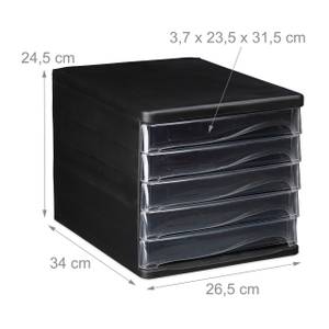 Schubladenbox mit 5 Fächern Schwarz - Kunststoff - 27 x 25 x 34 cm