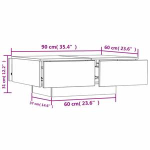 Table basse 3007985 Imitation chêne truffier de sonoma - 60 x 31 x 90 cm