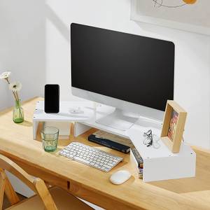 Monitorständer BBF08-W Weiß - Holzwerkstoff - 91 x 11 x 23 cm