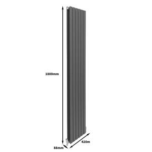 Flachheizkörper Grau - Metall - 42 x 180 x 6 cm