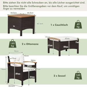 5tlg. Rattan Möbelset Braun - Rattan