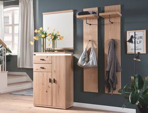 Garderobe Burgos 21 (4-teilig) mit LED Braun - Holzart/Dekor - Holz teilmassiv - 155 x 204 x 38 cm