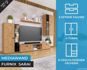 SARAI Wohnwand Artisan-Artisan ohne LED Braun - Kastanienbraun - Eiche Dekor