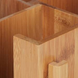 Teebox drehbar aus Bambus Braun - Silber - Bambus - Metall - 18 x 21 x 18 cm