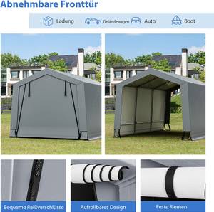 490 x 290 x 245 cm Garagenzelt Carport Grau - Metall - 490 x 245 x 290 cm