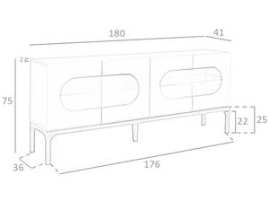 Sideboard aus Grau und Walnussholz Grau - Holzwerkstoff - 180 x 75 x 41 cm