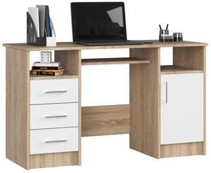 Bureau d'ordinateur ANA CLP Imitation chêne de Sonoma - Blanc