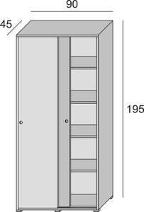 Kleiderschrank 2 Türen Dalia Eiche