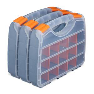 Sortierbox 3er Set Grau - Orange - Kunststoff - 32 x 6 x 24 cm