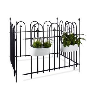 Gartenzaun Metall 4er Set GOTH Schwarz - Metall - 480 x 93 x 3 cm