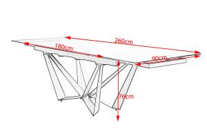 ISTAR Table de salle à manger Gris - Céramique - 180 x 76 x 90 cm