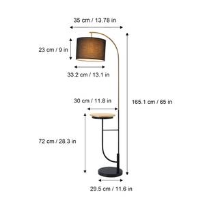 lampadaire avec port USB, table en bois Noir - Métal - 35 x 166 x 35 cm