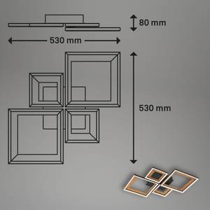 LED Deckenleuchte, schwarz-Holz 53 x 8 x 53 cm