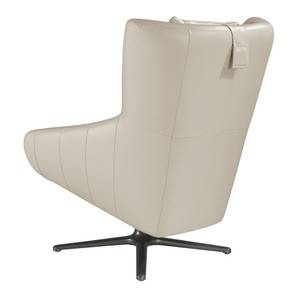 Fauteuil pivotant en cuir gris Gris - Cuir véritable - Textile - 76 x 100 x 90 cm