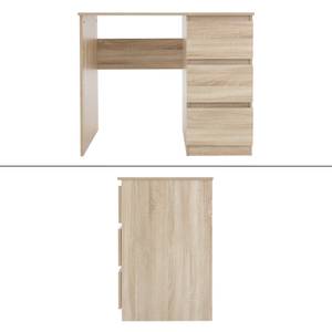 Schreibtisch drei Schubladen 90x76x50 cm Braun - Holzwerkstoff - 50 x 76 x 90 cm