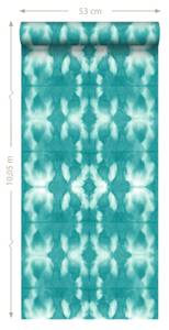 papier peint motif shibori tie-dye 7204 Turquoise - Fibres naturelles - Textile - 53 x 1005 x 1005 cm