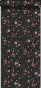 Tapete Blumen 6963 Schwarz - Naturfaser - Textil - 53 x 1005 x 1005 cm