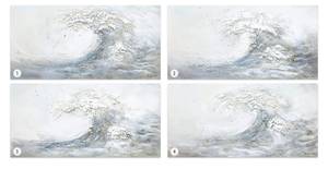 Tableau peint Rhythm of the Sea Gris - Bois massif - Textile - 120 x 60 x 4 cm