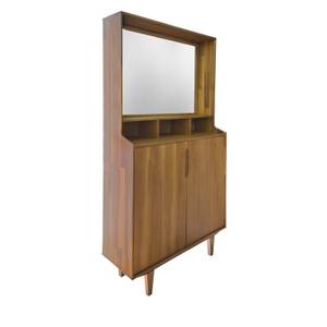 Meuble d'entrée acacia 2 portes 1 miroir Marron - En partie en bois massif - 100 x 198 x 35 cm