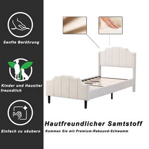 Polsterbett Emma Beige - 101 x 215 cm - Mit Kopfteil - Mit Lattenrost