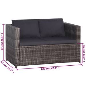 Sitzgruppe (3-teilig) 296228 Grau - Metall - Kunststoff - Polyrattan - 60 x 67 x 110 cm