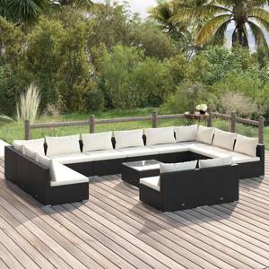 Garten-Lounge-Set (13-teilig) 3013634-1 Schwarz - Weiß - Metall - Polyrattan - 60 x 60 x 60 cm