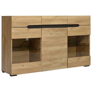 Sideboard GLOWNatur Ⅲ Beige - Holzwerkstoff - Glas - Kunststoff - 35 x 80 x 140 cm