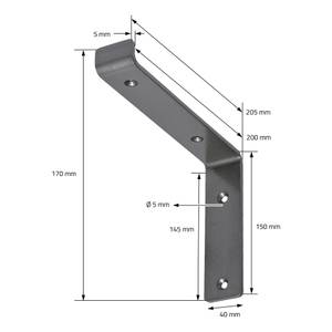 2er Set Regalhalter aus Metall Grau - Tiefe: 21 cm