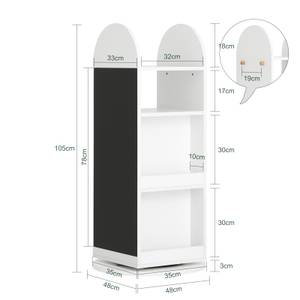 Étagère enfant KMB64-W Blanc - Bois manufacturé - 48 x 105 x 48 cm