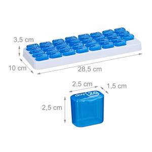 Tablettenbox Monat 2er Set Blau - Grün - Weiß - Kunststoff - 29 x 4 x 10 cm