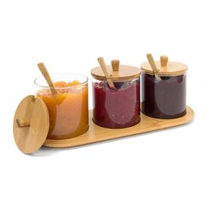 Pot à épices JIAO Pot condiments bambou Marron - Bambou - Verre - 12 x 12 x 31 cm