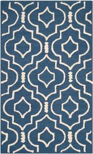 Teppich Ariel handgetuftet Beige - Nachtblau - 90 x 150 cm