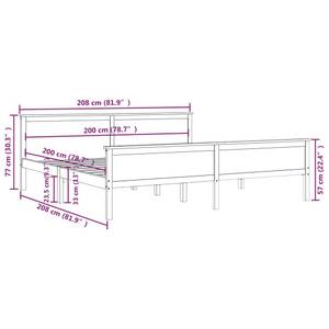 Cadre de lit 3014967 Marron - Largeur : 208 cm