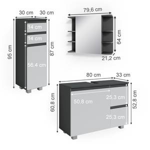 Badmöbel Set J-Shape 40130 Anthrazit - 80 x 60 x 33 cm - Holzwerkstoff