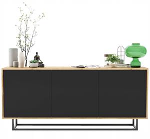 Sideboard APOLLO Loft Schwarz - Eiche Wotan Dekor