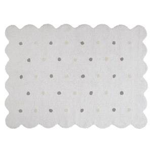 Baumwollteppich in Keksform Weiß - Naturfaser - Textil - 120 x 2 x 160 cm