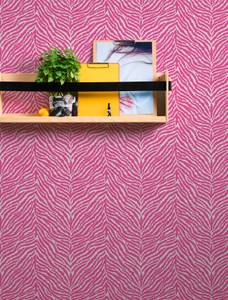 Tapete mit Tieremuster Pink - Weiß - Kunststoff - Textil - 53 x 1050 x 1 cm