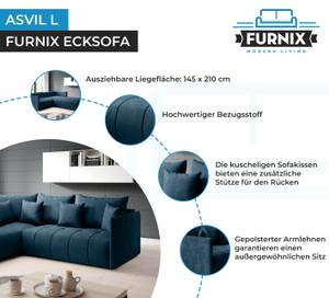 Ecksofa Asvil L Monolith 77 Kobaltblau